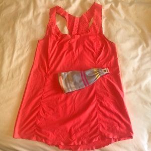 Lululemon coral tank top and Lulu headband